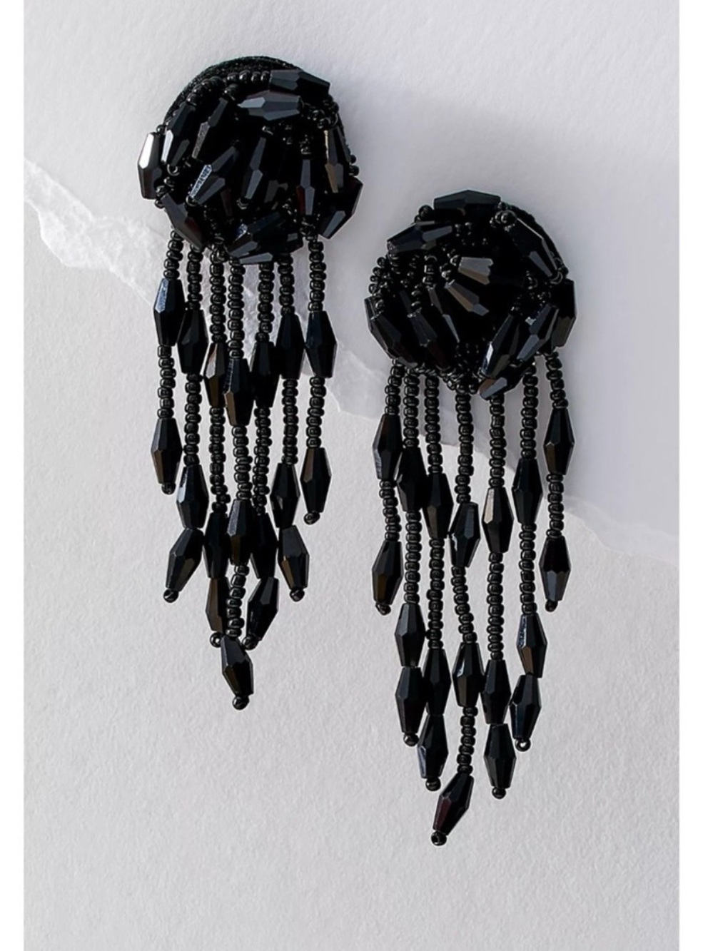 Free People Stella Dangle Earrings in Black NWT Rose Rosette Beads Western Boho